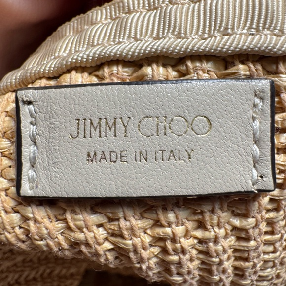 Jimmy Choo Natural Raffia E/W (East West) Tote Nag in Natural/Latte - Picture 3 of 9